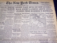 1942 DECEMBER 15 NEW YORK TIMES - ALLIES TAKE BUNA ON NEW GUINEA - NT 1226