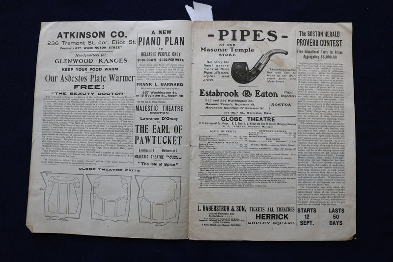 1904 GLOBE THEATRE - SHORE ACRES - PROGRAM - COCA-COLA AD - K 1669