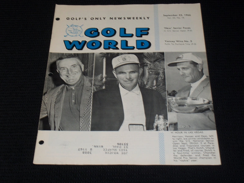 1966 SEPTEMBER 23 GOLF WORLD MAGAZINE - HARRISON HARPER & HAAS COVER - E 7295
