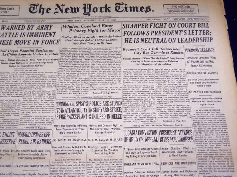 1937 JULY 17 NEW YORK TIMES - SHARPER FIGHT ON COURT BILL - NT 2797