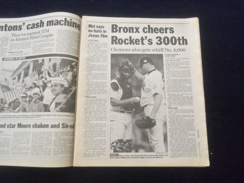 2003 JUNE 14 NEW YORK DAILY NEWS NEWSPAPER - ROGER CLEMENS 300TH WIN - NP 6061
