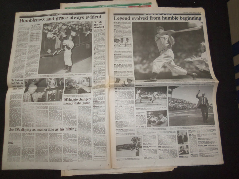 1999 MARCH 9 USA TODAY NEWSPAPER - JOE DIMAGGIO DEAD 1914-1999 - NP 8009