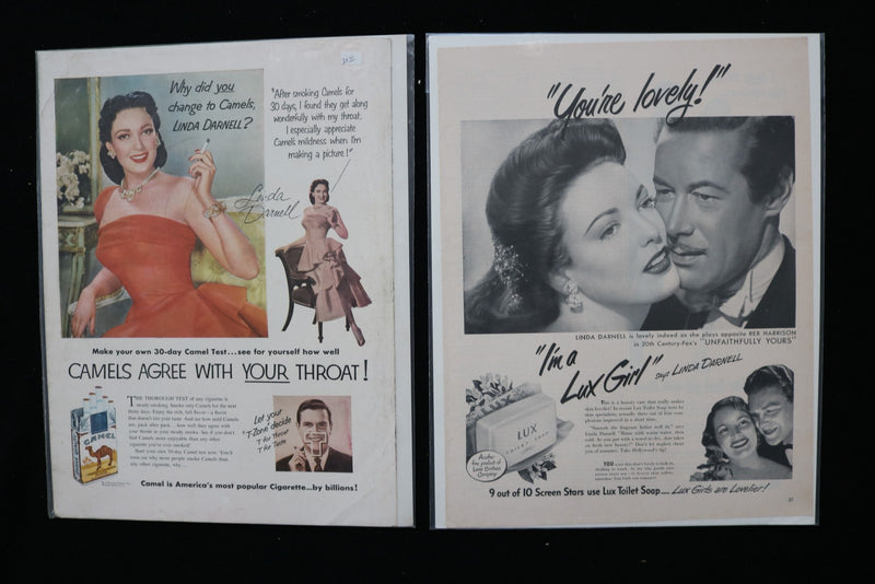 1940'S-1950'S LINDA DARNELL MAGAZINE ADVERTISEMENTS - LOT OF 33 - O 3795