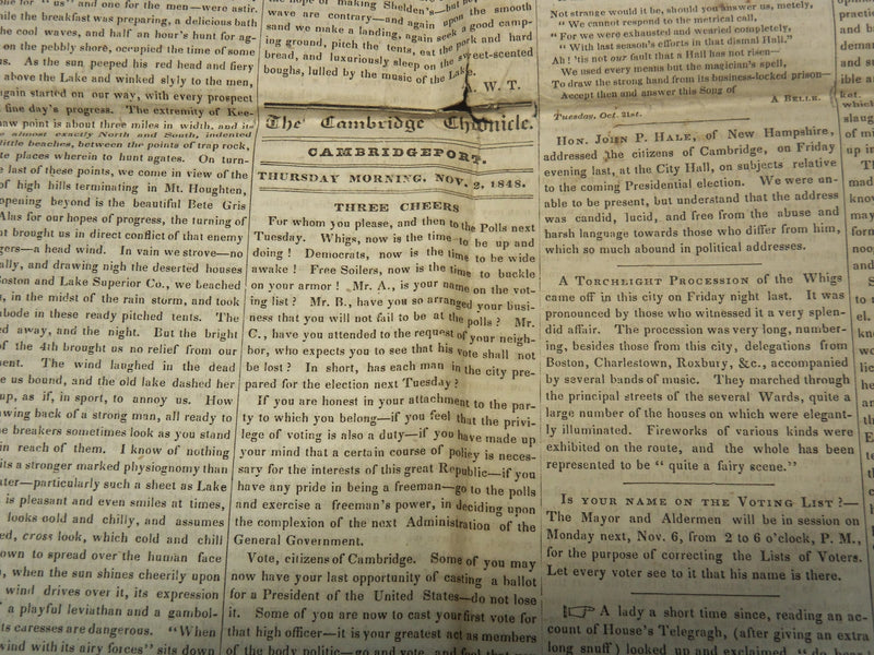 1848 CAMBRIDGE CHRONICLE NEWSPAPER LOT OF 4 ISSUES - MASSACHUSETTS - NP 3297K