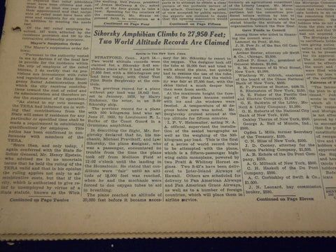 1936 APRIL 15 NEW YORK TIMES - SIKORSKY AMPHIBIAN CLIMBS - NT 4041