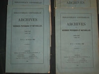 1885-1891 ARCHIVES DES SCIENCES PHYSIQUES ET NATURELLES - LOT OF 27 - WR 1045D
