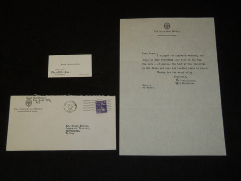 1949 WARD MOREHOUSE THEATER CRITIC TYPED SIGNED LETTER - J 5351