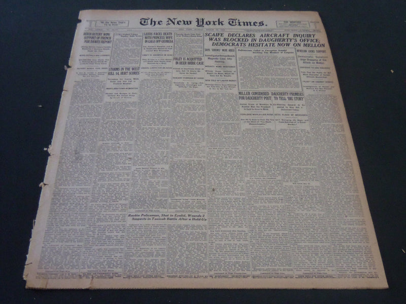 1924 MAR 30 NEW YORK TIMES - SCAIFE DECLARES AIRCRAFT INQUIRY BLOCKED - NT 6813