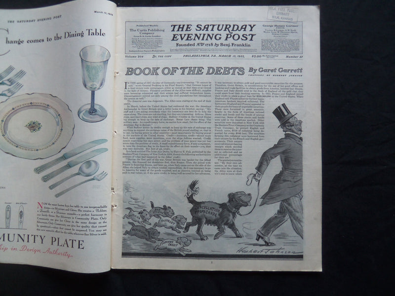 1932 MARCH 12 THE SATURDAY EVENING POST MAGAZINE - ILLUSTRATED COVER -SP 1455