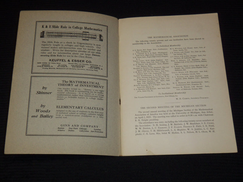 1926 THE AMERICAN MATHEMATICAL MONTHLY MAGAZINE LOT OF 10 -COMPLETE YR - WR 277F