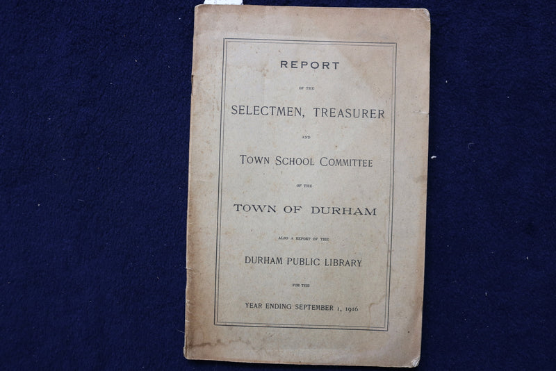 1908-1931 TOWN OF DURHAM, CONNECTICUT TOWN REPORTS-SOFTCOVER - LOT OF 3 - K 1530
