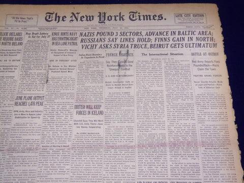 1941 JULY 10 NEW YORK TIMES - NAZIS POUND 3 SECTIONS ADVANCE IN BALTIC - NT 1426