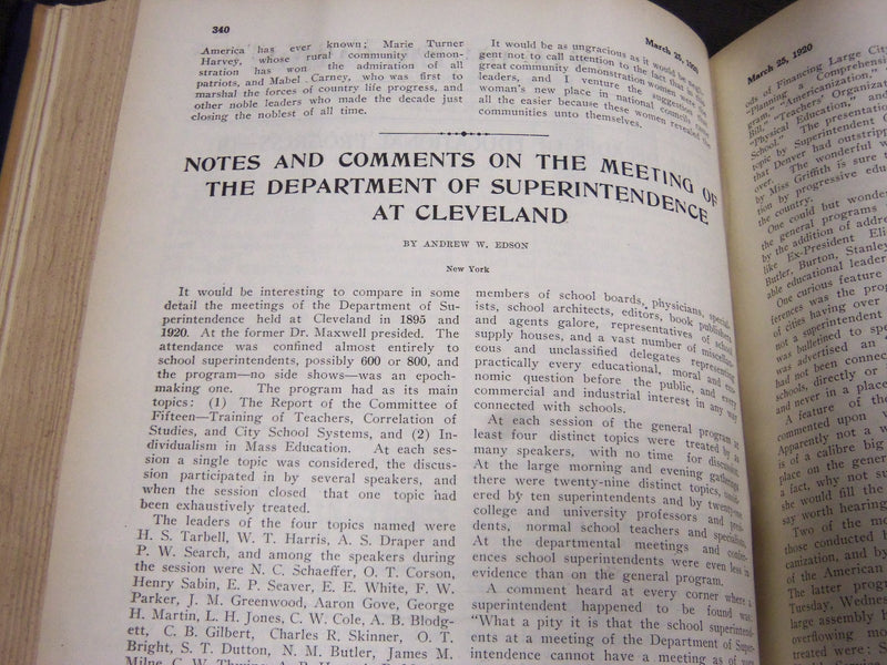 1920 JANUARY-DECEMBER JOURNAL OF EDUCATION BOUND VOLUME - COMPLETE YEAR - R 930