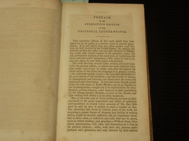 1856 THE NEW UNIVERSAL LETTER-WRITER BOOK - PHILADELPHIA - K 2183