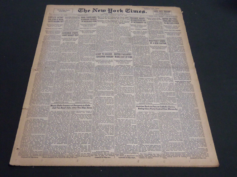 1939 MAY 13 NEW YORK TIMES - COMPLETE VICTORY FOR LEWIS IS NEAR - NT 6850