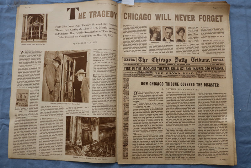 1952 DECEMBER 28 CHICAGO TRIBUNE PICTURE SECTION-IROQUOIS THEATRE FIRE - NP 9198