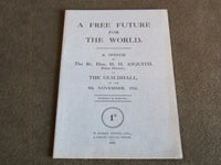 1916 A FREE FURNITURE FUTURE FOR THE WORLD SOFTCOVER BOOK BY ASQUITH - J 7191