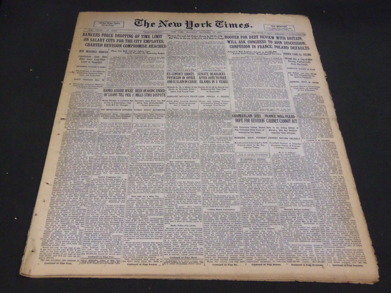1932 DECEMBER 15 NEW YORK TIMES - HOOVER FOR DEBT REVIEW WITH BRITAIN - NT 4794