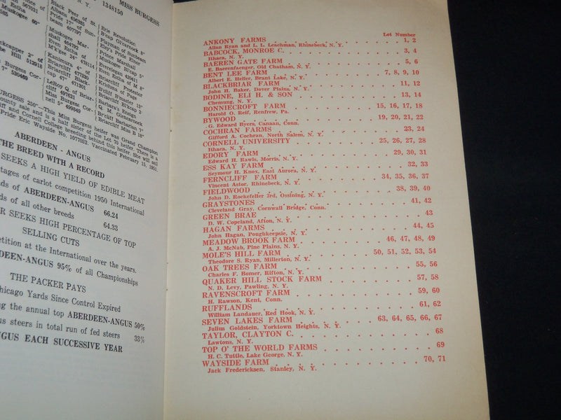 1952 NORTHEASTERN ABERDEEN-ANGUS BREEDERS' 16TH ANNUAL SALE CATALOG - J 9106