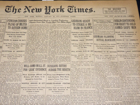 1917 JANUARY 22 NEW YORK TIMES - GERMANY PLANNING ACTUAL BLOCKADE - NT 8754