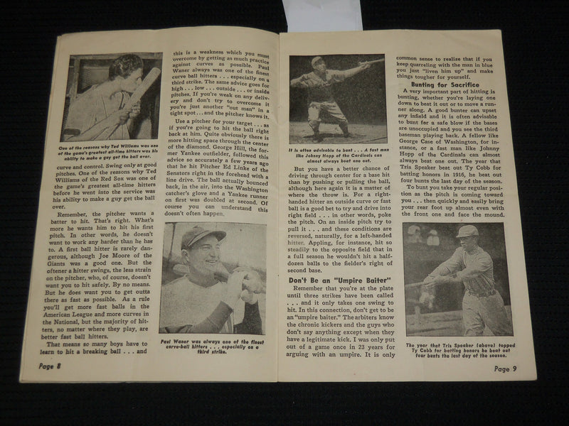 1940'S ROGERS HORNSBY HOW TO HIT AND PLAY THIRD BASE BOOK - J 6917
