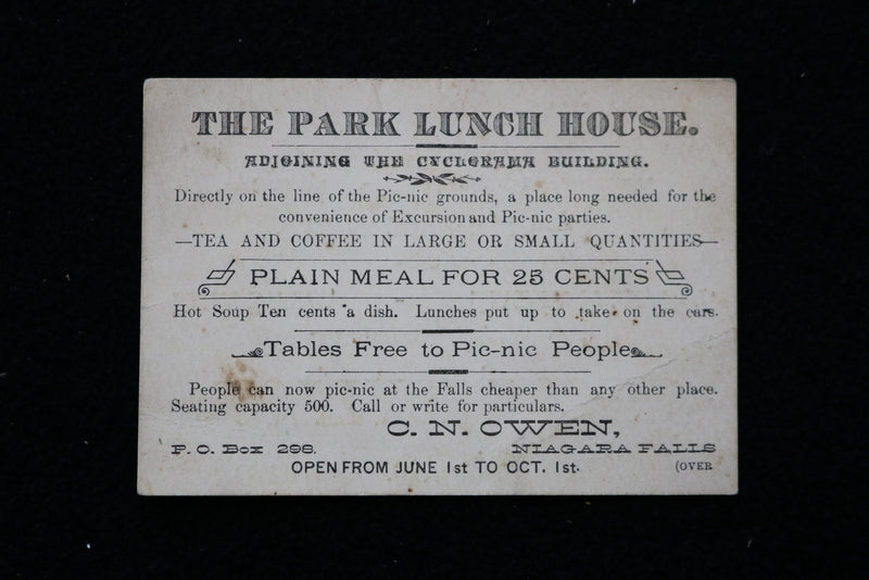 1800'S COTTAGE HOUSE - PARK LUNCH HOUSE - NIAGRA FALLS - CARD - K 2223
