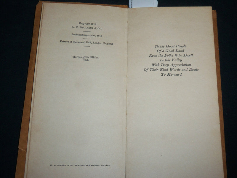 1925 THE PEACE OF THE SOLOMON VALLEY BOOK BY MARGARET HILL MCCARTER - J 6585