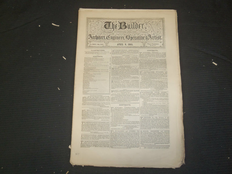 1865 APRIL 8 THE BUILDER ARCHITECT MAGAZINE - ILLUSTRATIONS - ST 415J
