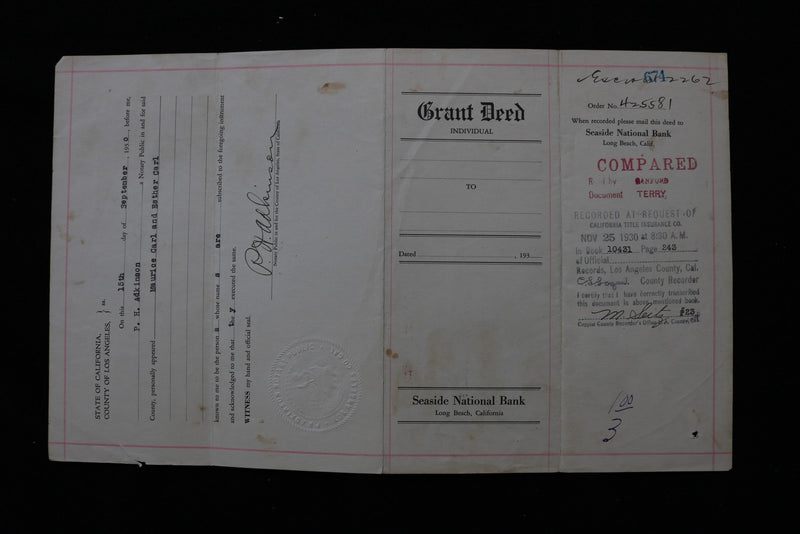 1926-1930 CALIFORNIA DEEDS - LOT OF 4 - & ENVELOPE - K 2792