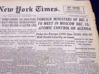 1945 DEC 8 NEW YORK TIMES - FOREIGN MINISTERS OF BIG 3 TO MEET IN MOSCOW- NT 252