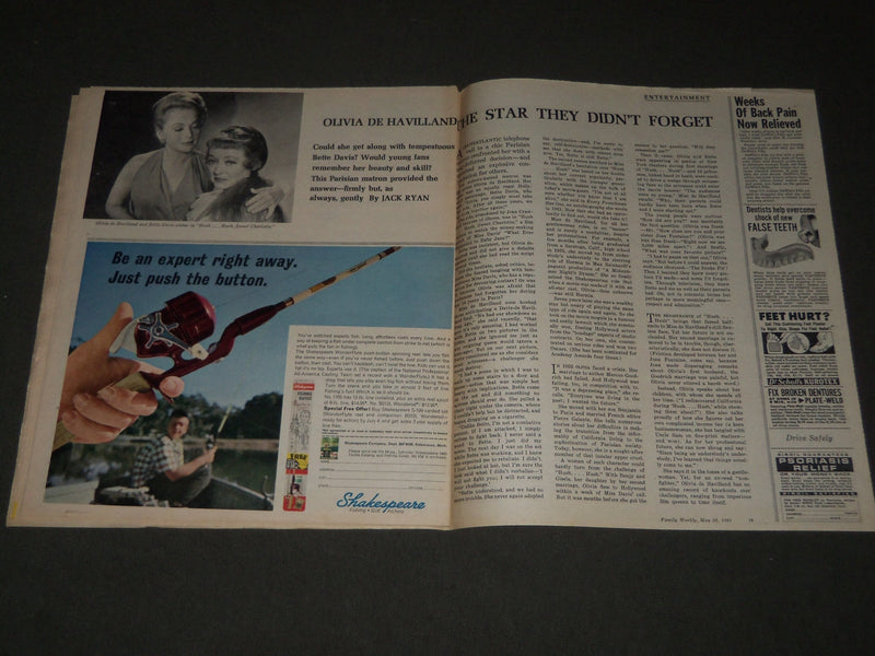 1965 MAY 23 FAMILY WEEKLY SUNDAY MAGAZINE SECTION - OLIVIA DE HAVILLAND - J 2938