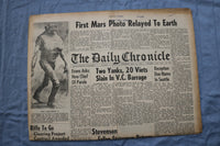 1965 JULY 15 DAILY CHRONICLE NEWSPAPER-FIRST MARS PHOTO RELAYED TO EARTH-NP 8494