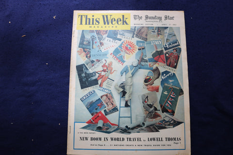 1952 APRIL 27 THIS WEEK MAGAZINE - NEW BOOM IN WORLD TRAVEL COVER - E 22942