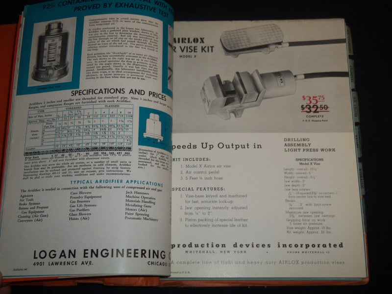1947 AIR AND HYDRAULIC EQUIPMENT CATALOGUE - NEWARK NEW JERSEY - KD 1111J