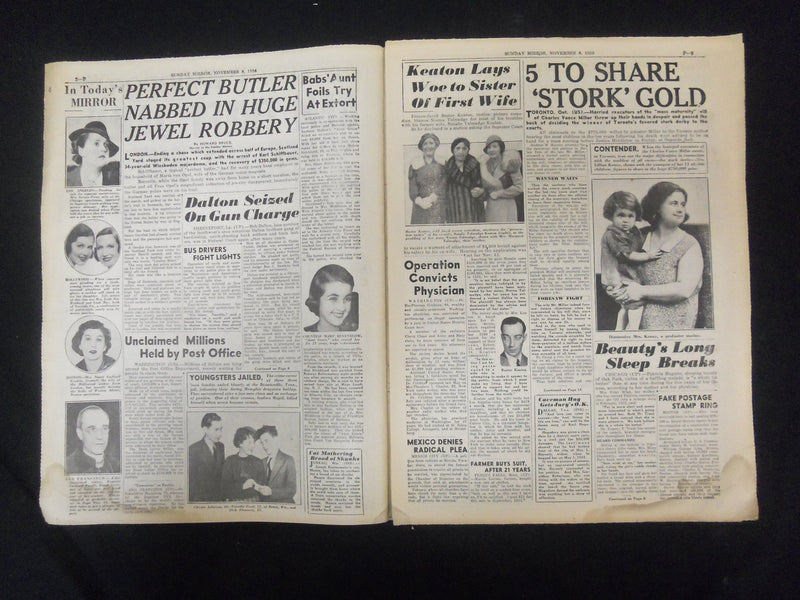 1936 NOVEMBER 8 NEW YORK SUNDAY MIRROR-GEM THEFT JAILS 