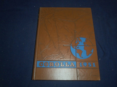 1951 THE COROLLA UNIVERSITY OF ALABAMA YEARBOOK -TUSCALOOSA, ALABAMA - YB 2425