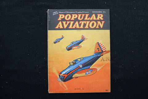 1936 NOVEMBER POPULAR AVIATION MAGAZINE - THE SEVERSKY P-35 COVER - SP 2616Y