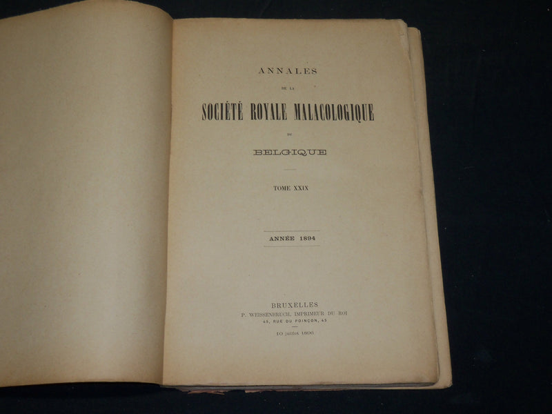 1894-1919 ZOOLOGIQUE ET MALACOLOGIQUE ANNALES MAGAZINES LOT OF 6 - WR 336F