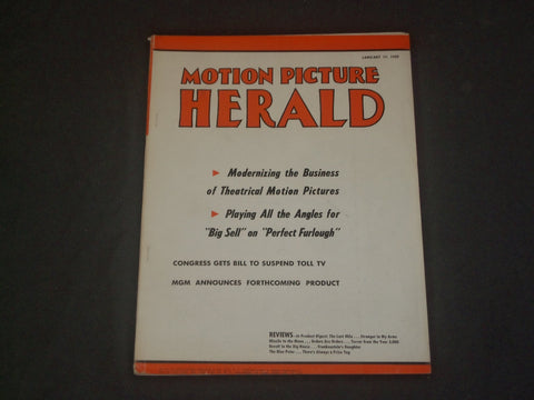 1959 JANUARY 17 MAGAZINE - MOTION PICTURE HERALD COVER - B 1012