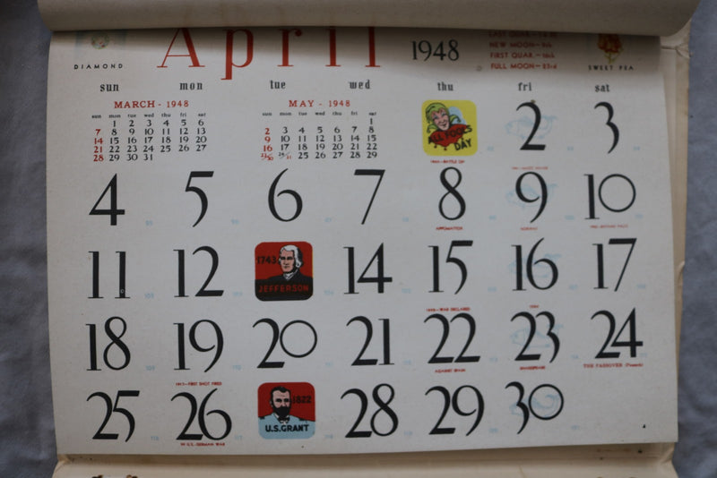 1948 PEARL FURNITURE CO. CALENDAR - CLEVELAND, OHIO - K 3457