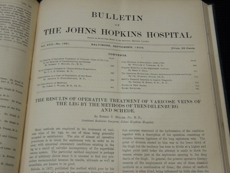 1901-1908 BULLETIN OF THE JOHNS HOPKINS HOSPITAL- 6 VOLUMES - OSLER - CUSHING