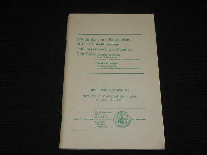 1964 STRATIGRAPHY & PALEONTOLOGY OF RICHFIELD SPRINGS BOOK - MAPS - J 7052