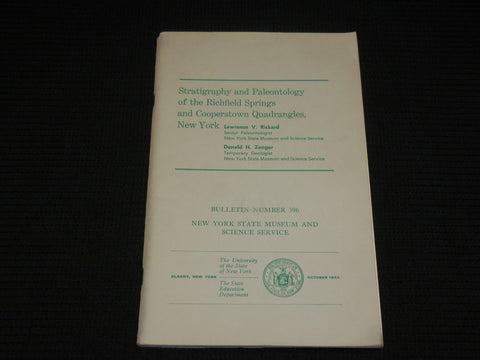 1964 STRATIGRAPHY & PALEONTOLOGY OF RICHFIELD SPRINGS BOOK - MAPS - J 7052