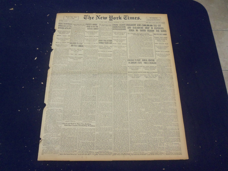 1923 DECEMBER 11 NEW YORK TIMES - COOLIDGE EULOGIZES HARDING PEACE WORK- NT 9219