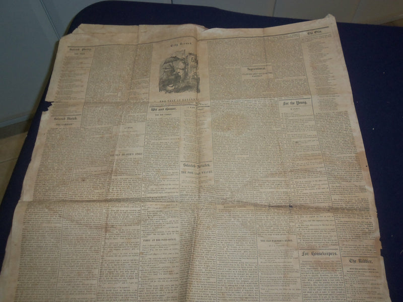 1853 SEP 3 THE SATURDAY EVENING POST NEWSPAPER - GODIVA - GARIBALDI - NP 5056