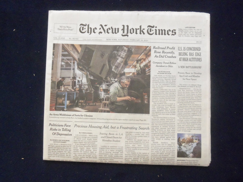 2023 FEB 18 NEW YORK TIMES -U.S. IS CONCERNED BEIJING HAS EDGE AT HIGH ALTITUDES