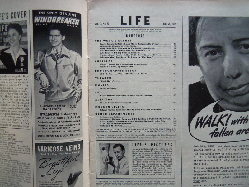 1942 JUNE 29 LIFE MAGAZINE - USO VICTORY BELLE - L 293