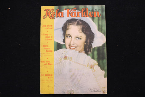 1937 AUGUST 11 HELA VARLDEN MAGAZINE - OLIVIA DE HAVILLAND COVER - E 25917