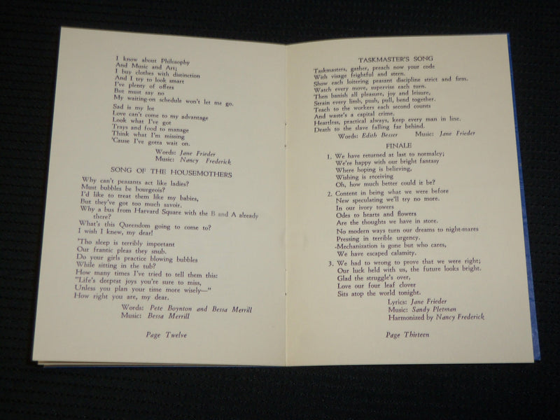 1949 WELLESLEY CLASS SONG SOFTCOVER BOOK - J 6933