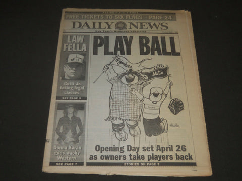 1995 APRIL 3 NY DAILY NEWS NEWSPAPER - PLAY BALL - OWNERS TAKE BACK - NP 2568